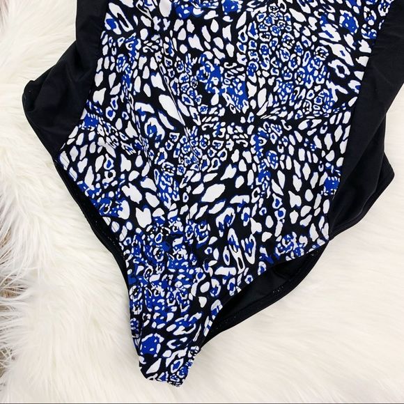 Halter Swim Suit Plus Sz 24W One Piece Black Blue - Picture 4 of 8